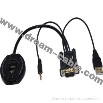 New VGA to HDMI Converter Adapter 1080P for PC HDTV with Audio Cable